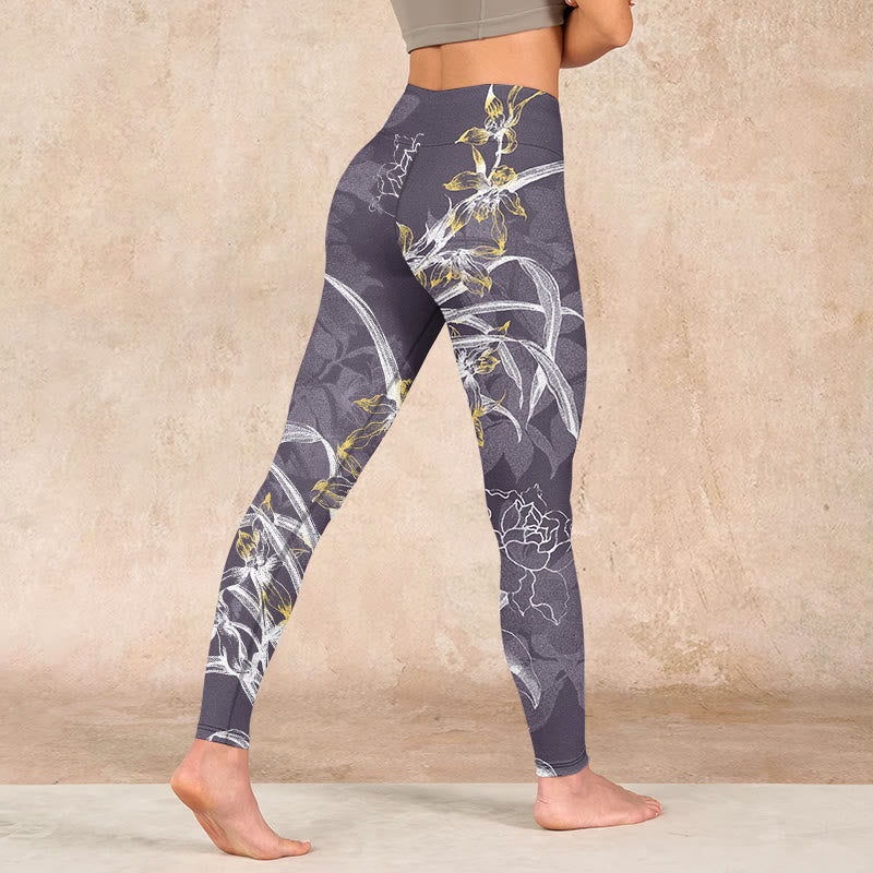 Orchid Flower Roses Gym Leggings Women's Yoga Pants