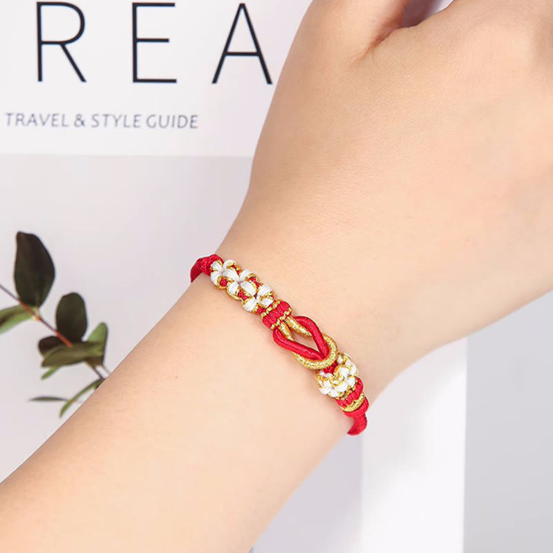 Handmade Peach Blossom Knot Eight Thread Peace Knot Luck Protection Bracelet