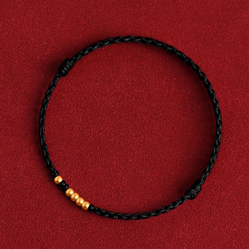 999 Gold Beads Luck Braided Protection Couple Bracelet