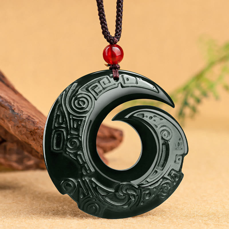 One's Luck Improves Design Patern Natural Hetian Cyan Jade Success Necklace Pendant