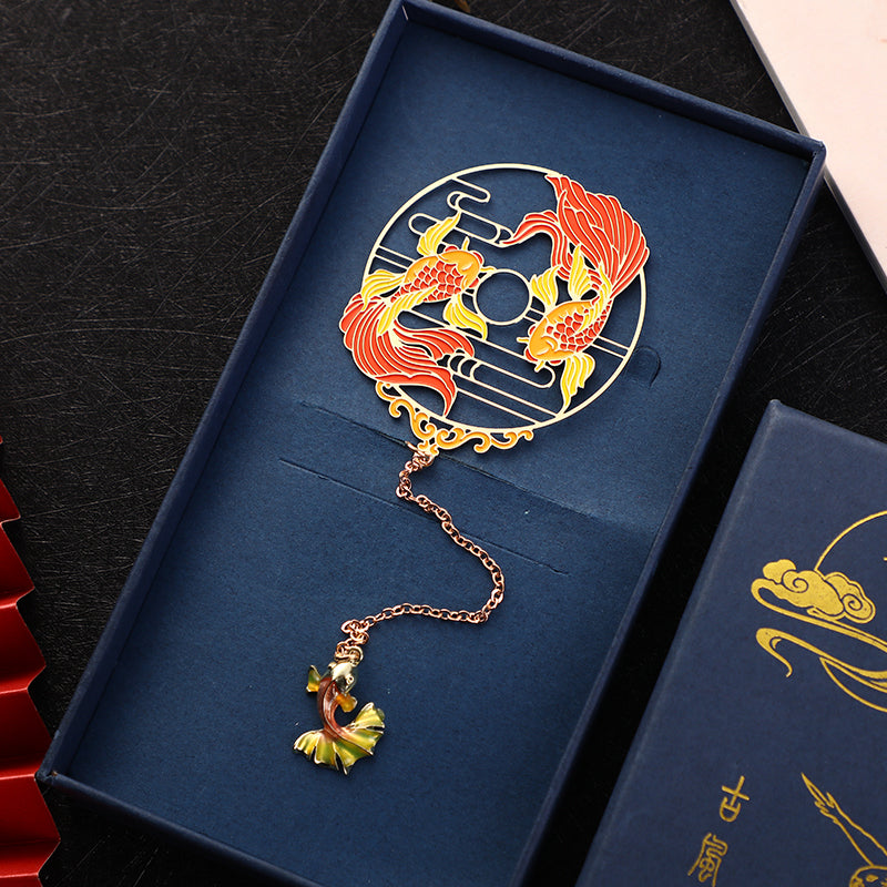 Gold Koi Fish Metal Brass Hollow Bookmark