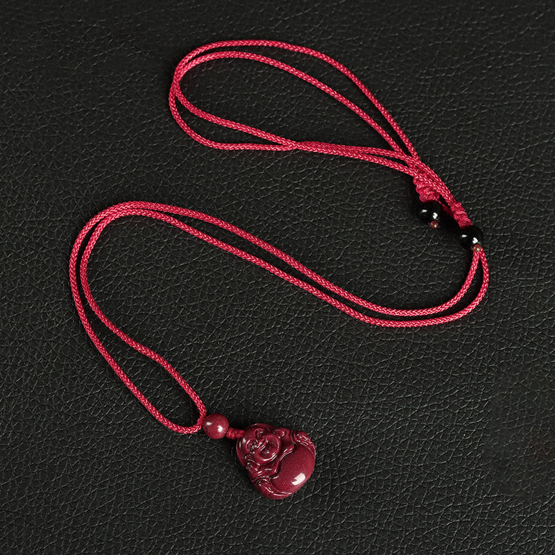 Laughing mystic zen Cinnabar Blessing Necklace Pendant Phone Hanging Decoration Key Chain
