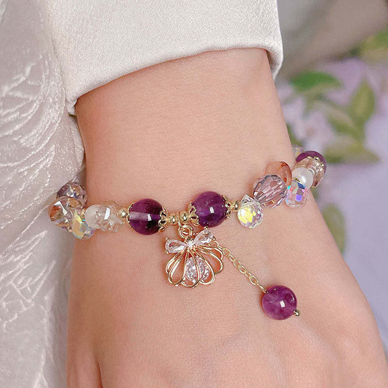 Natural Amethyst Citrine Pearl Shell Peace Bracelet