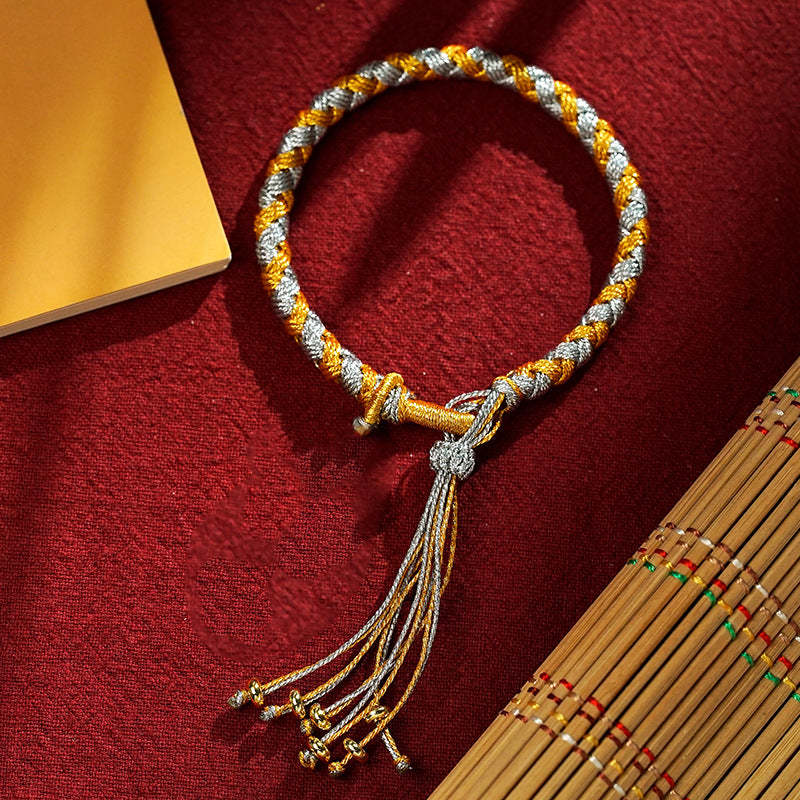 Handmade Tibetan Five God Of Wealth Dragon Scale Rope Luck Braid Bracelet