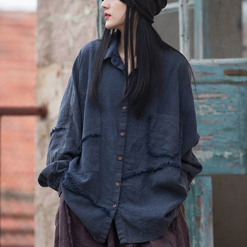 Irregular Splice Ramie Cotton Clothing