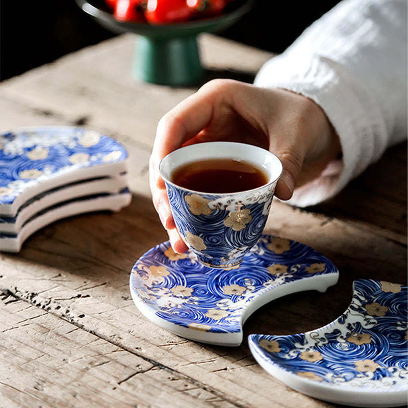 Vintage Ocean Sea Waves Ceramic Teacup Tea Cups