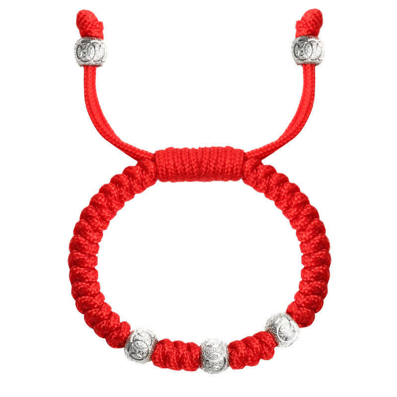 925 Sterling Silver King Kong Knot Multicolored Red String Strength Handmade Braided Kids Child Bracelet