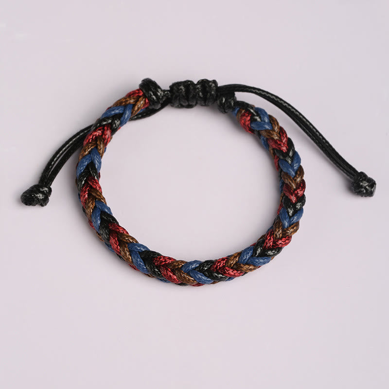 Handmade Eight Thread Peace Knot Wax Cord Rope Braided Bracelet