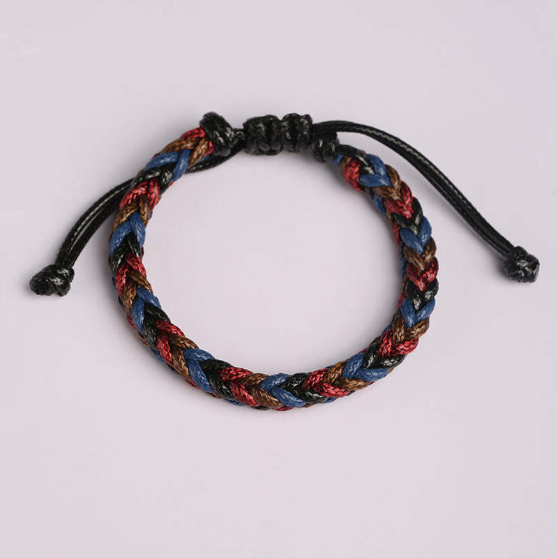 Handmade Eight Thread Peace Knot Wax Cord Rope Braided Bracelet