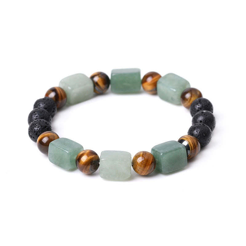 Various Crystals Cube Amethyst Lava Rock Support Bracelet