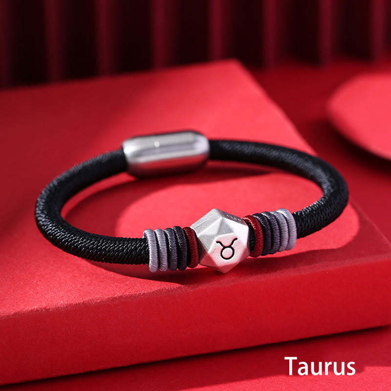 999 Sterling Silver 12 Constellations of the Zodiac Blessing Handmade String Bracelet