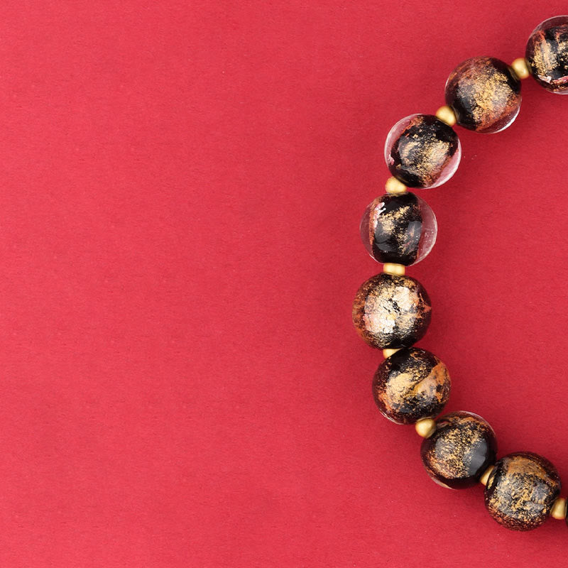 Tibet Om Mani Padme Hum Fu Character Gourd Charm Lotus Liuli Glass Bead Luck Bracelet