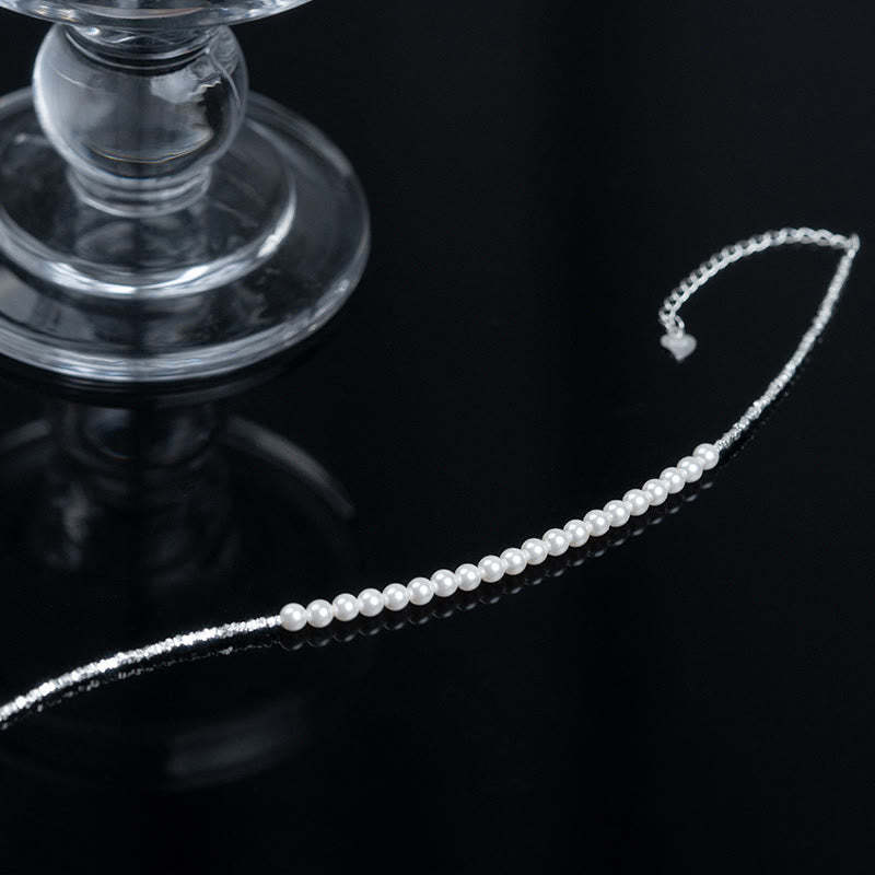 925 Sterling Silver Pearl Beads Protection Anklet