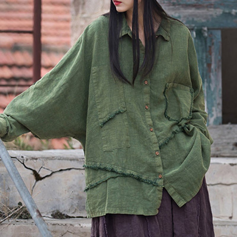 Irregular Splice Ramie Cotton Clothing