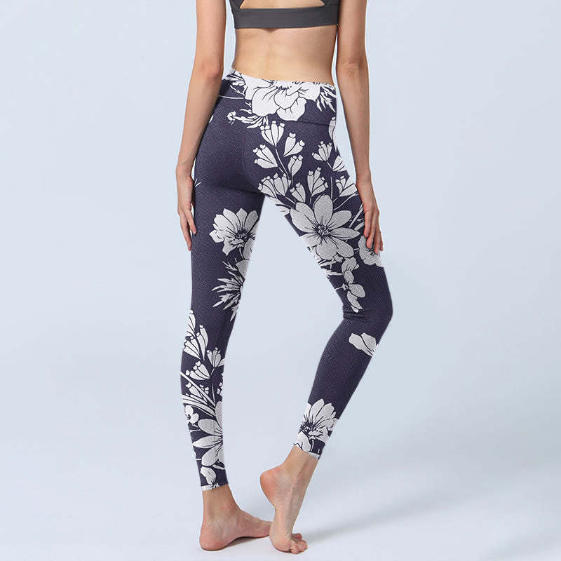 Flowers Blossom Print Sports Fitness Leggings Women's Yoga Pants