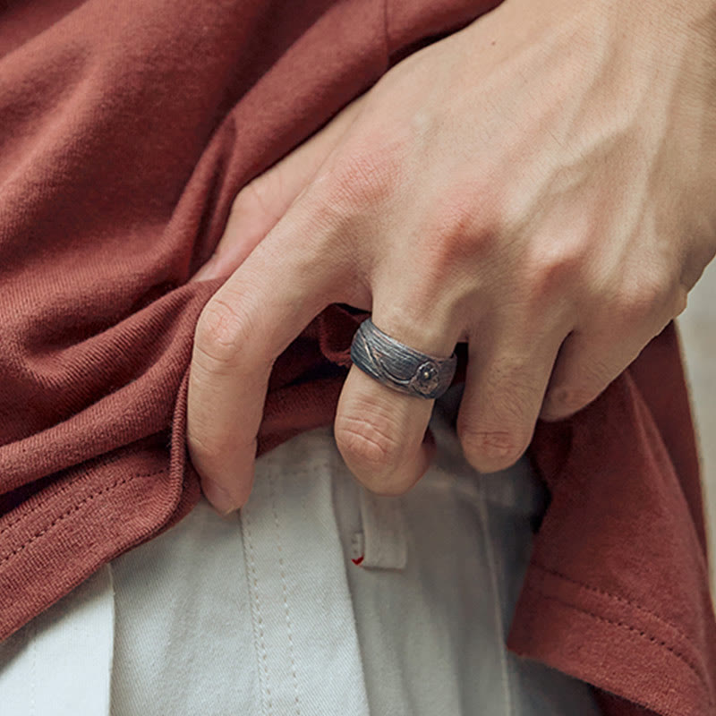 Retro 999 Sterling Silver Copper Adjustable Protection Ring