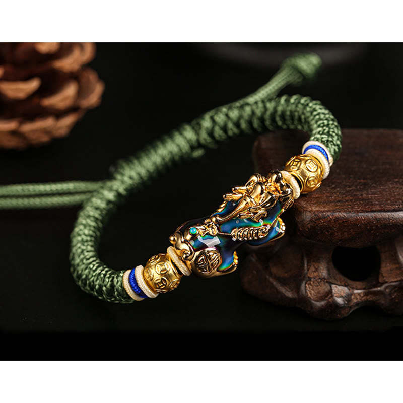 Feng Shui PiXiu Color Change Copper Coin Beads Wealth String Bracelet
