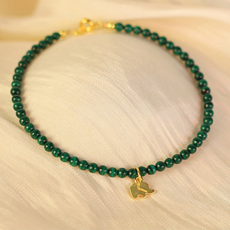 Natural Malachite Elephant Anti-Anxiety Charm Bracelet