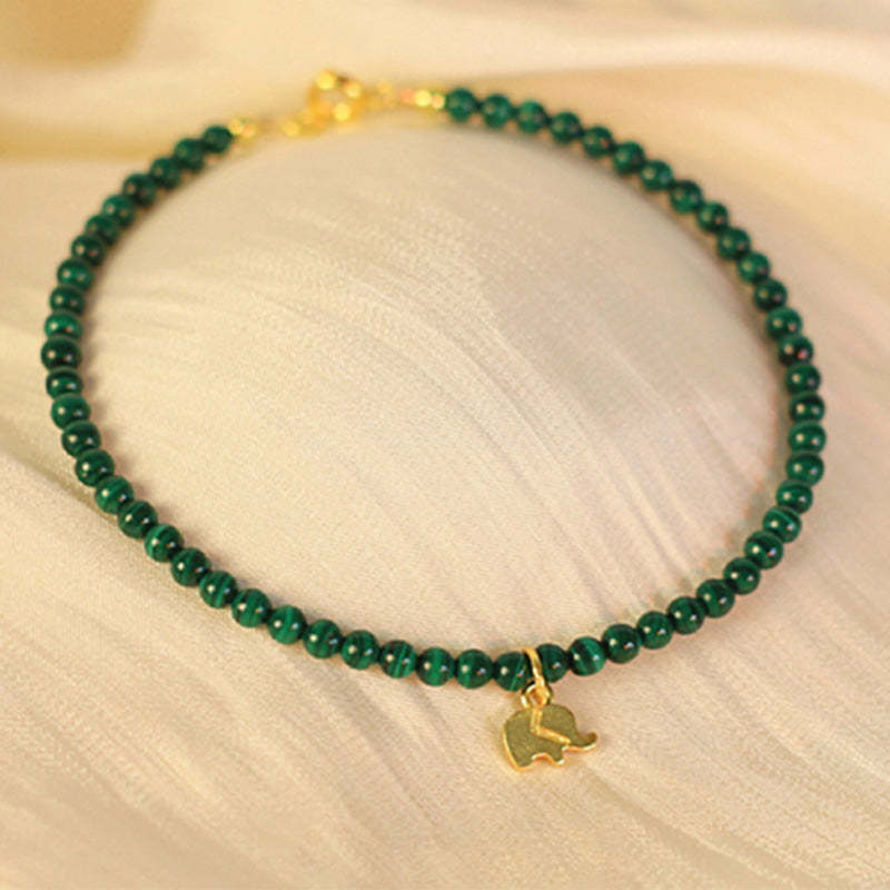Natural Malachite Elephant Anti-Anxiety Charm Bracelet