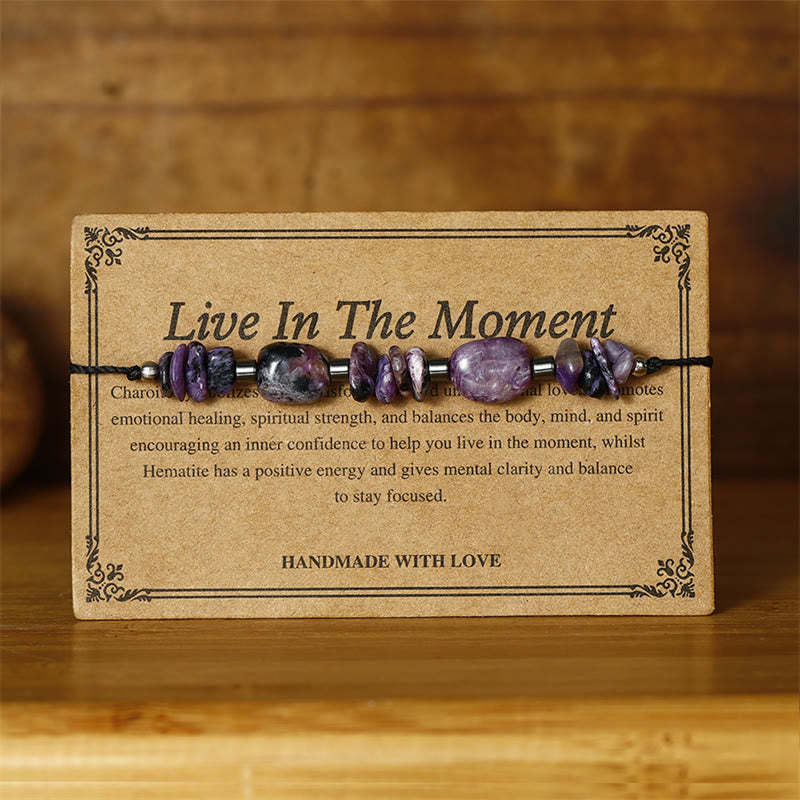 Live In The Moment Charoite Hematite Powerful Bracelet