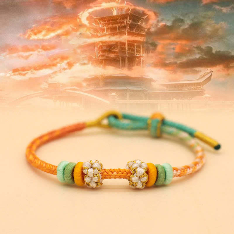Handmade Eight Thread Peace Knot Peach Blossom Knot Luck Rope Braided Bracelet