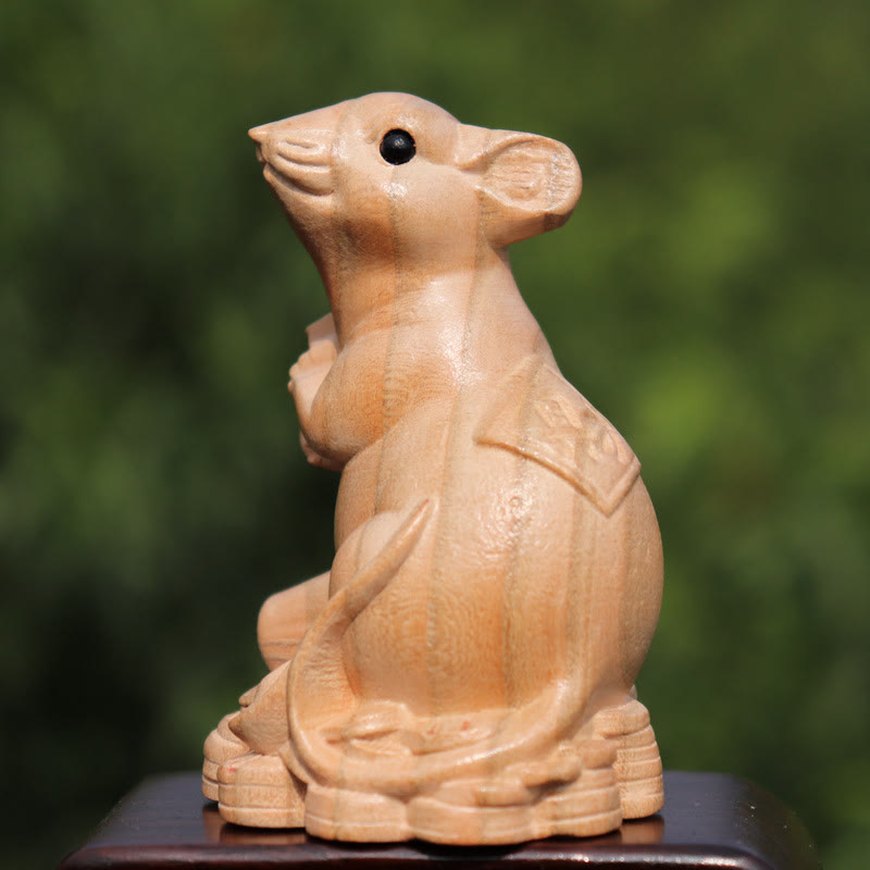 Year Of The Snake Chinese Zodiac Fu Character Peach Wood Home Statue Decoration