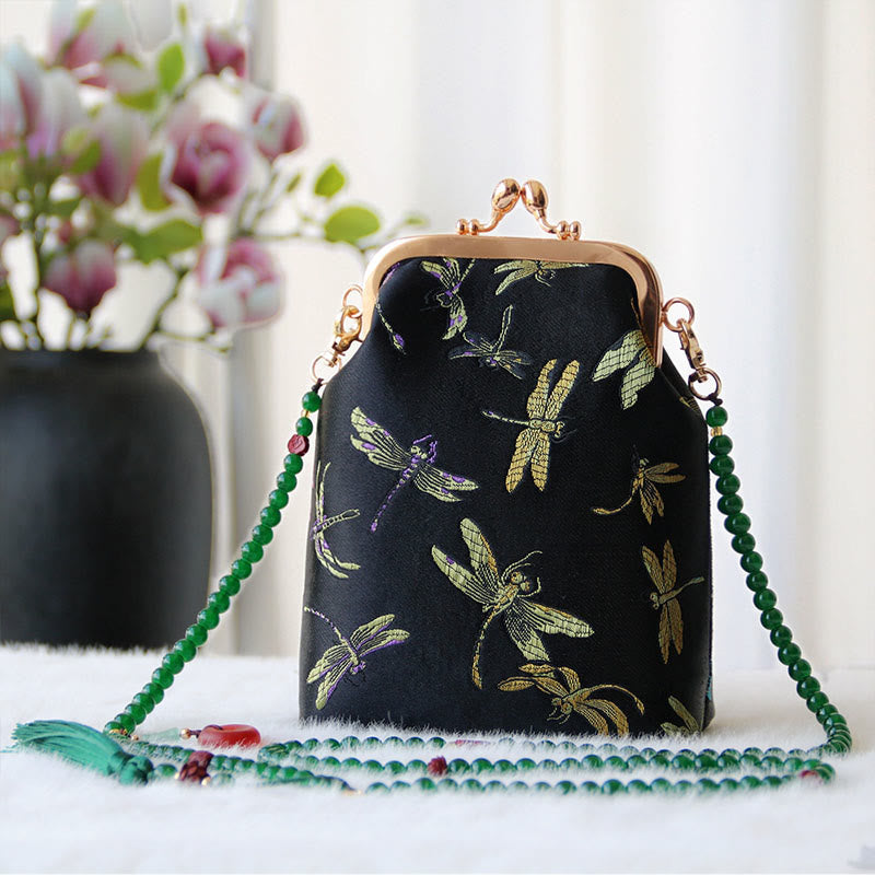 Retro Chinese Embroidery Pearl Chain Crossbody Bag Shoudler Bag