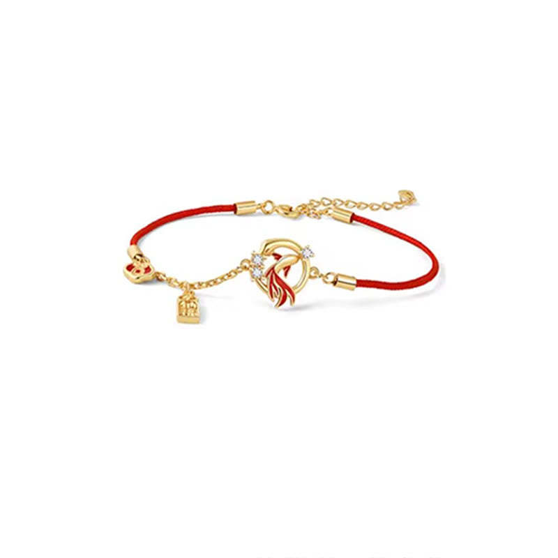 Red String 925 Sterling Silver Copper Coin Koi Fish Year Of The Snake Luck Bracelet