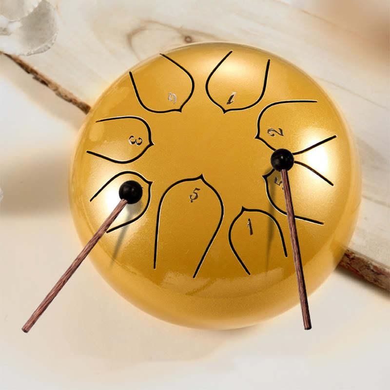 Steel Tongue Drum Sound Healing Meditation Lotus Pattern Drum Kit 8 Note 6 Inch Percussion Instrument