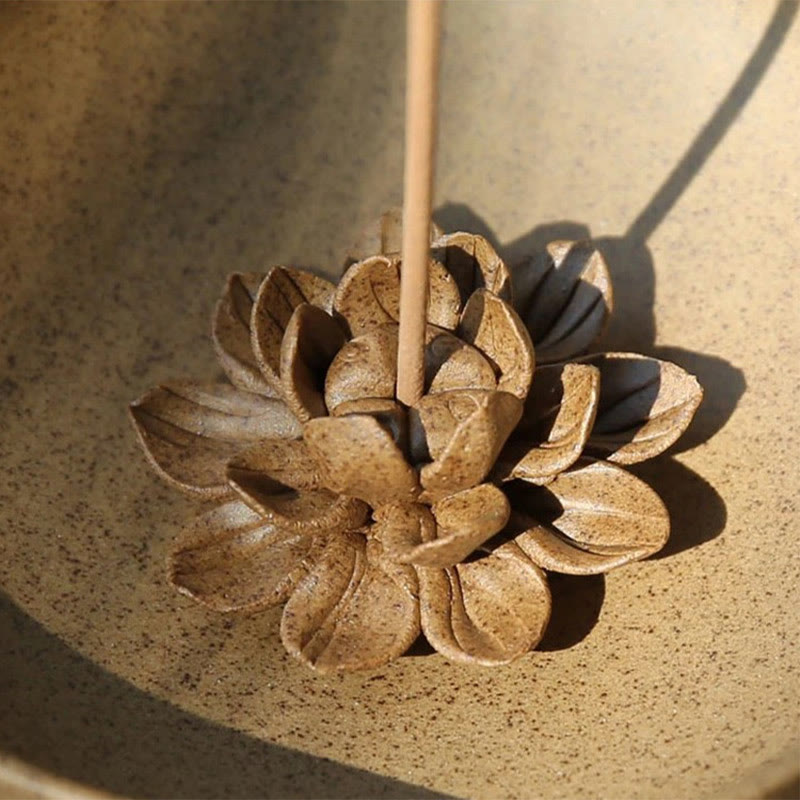 Lotus Pedestal Healing Ceramic Incense Burner Decoration
