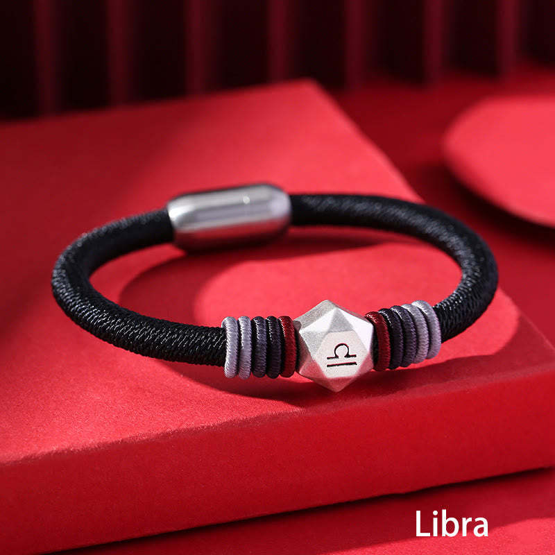 999 Sterling Silver 12 Constellations of the Zodiac Blessing Handmade String Bracelet