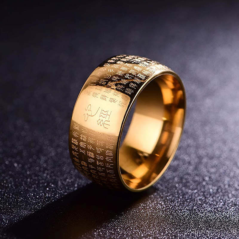 Tibetan Seal Heart Sutra Titanium Steel Balance Ring