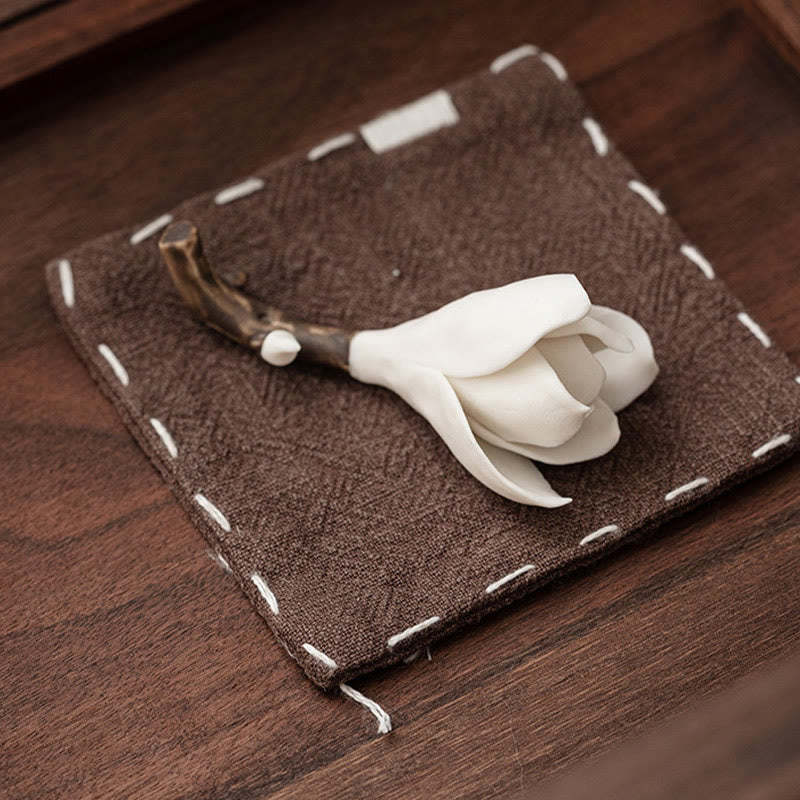Gardenia Flower Pattern Ceramic Healing Incense Burner Decoration