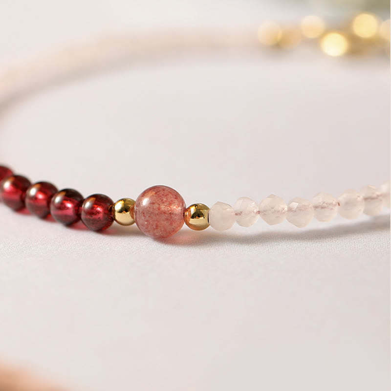 2mm Rose Quartz Garnet Strawberry Quartz Ultra-Thin Beads Healing Energy Bracelet