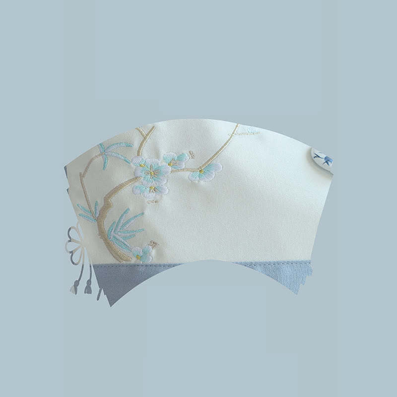 Pear Flower Plum Peach Blossom Bamboo Embroidery Canvas Large Capacity Shoulder Bag Tote Bag