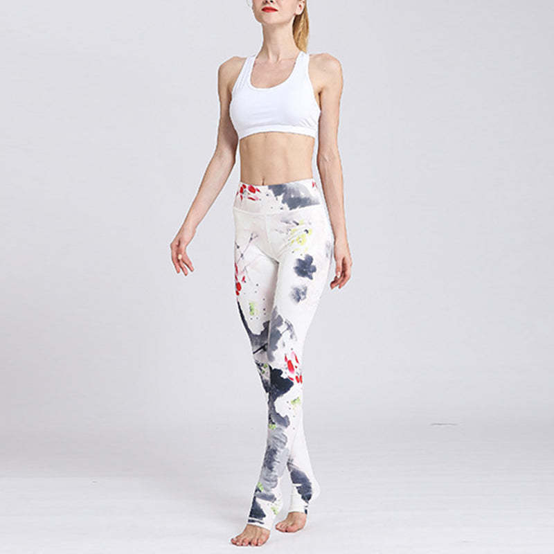Lotus Flower Print Design Pants Sports Fitness Yoga Leggings Women's Yoga Pants