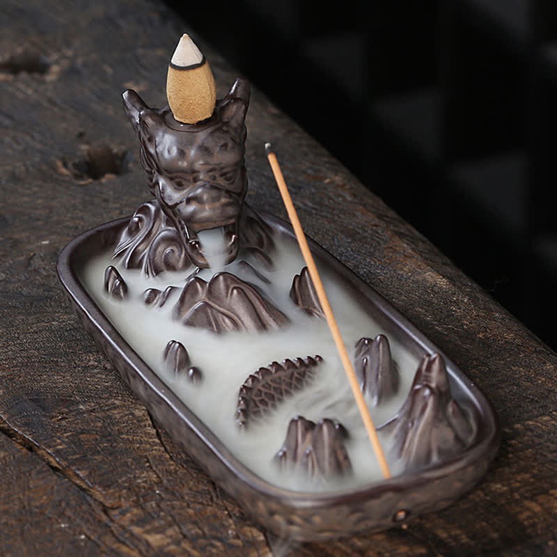 Dragon Mountain Strength Ceramic Incense Burner Decoration