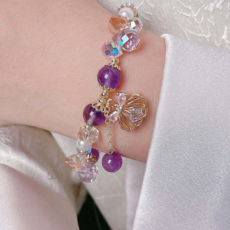 Natural Amethyst Citrine Pearl Shell Peace Bracelet