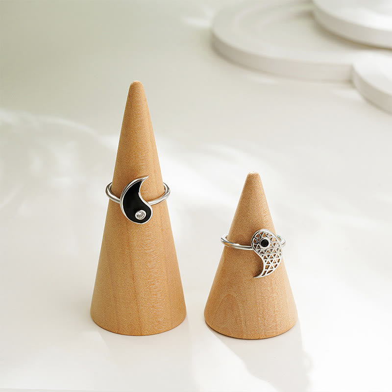 Yin Yang Titanium Steel Cuff Balance Couple Ring