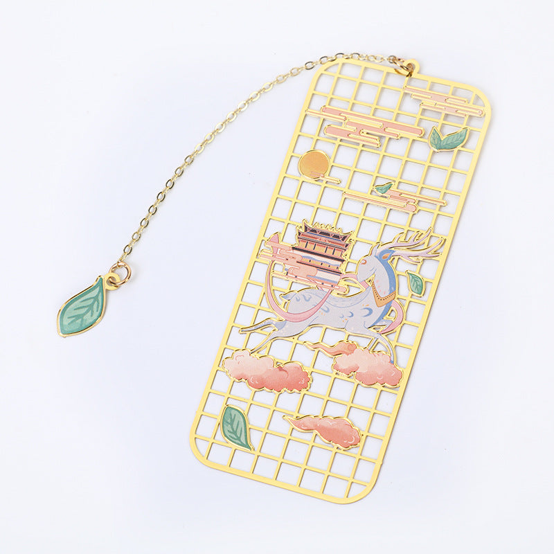Elk Koi Fish Crane Nine-Tailed Fox Metal Brass Hollow Bookmark