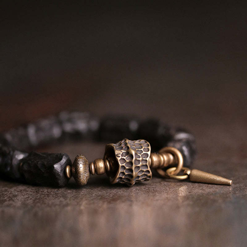Ebony Wood Copper Balance Protection Couple Bracelet
