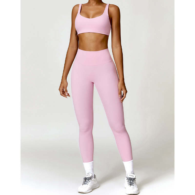 Gym Sports Yoga Backless Bra Crop Tank Top Shorts