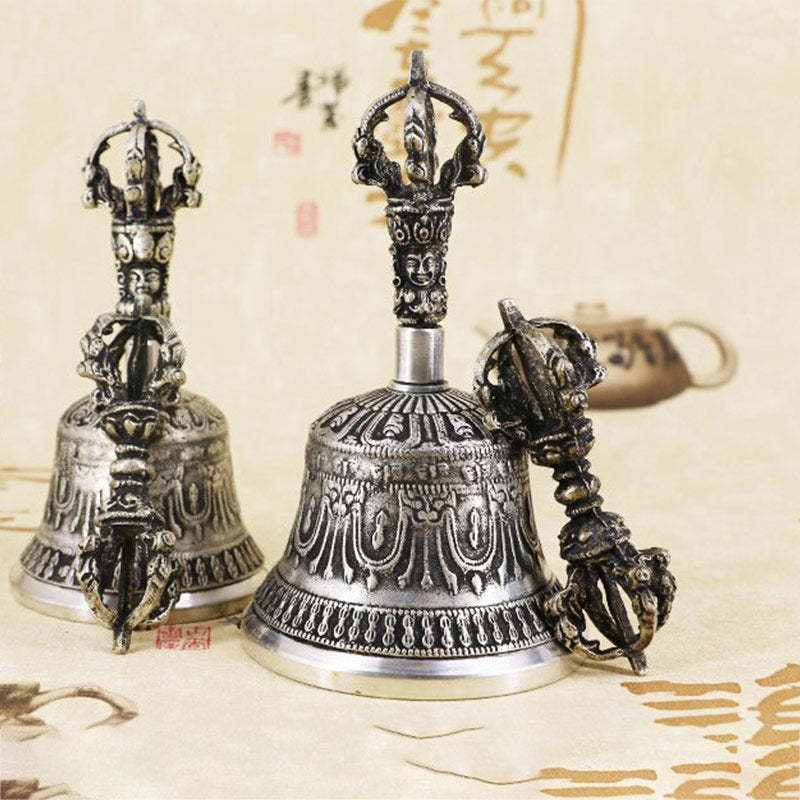 Tibetan Meditation Bell and Vajra Dorje Copper Decoration Set