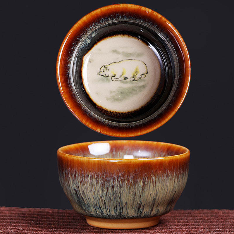 12 Chinese Zodiac Pattern Ceramic Teacup Kung Fu Jian Chinese Zhan Tea Cup 73ml