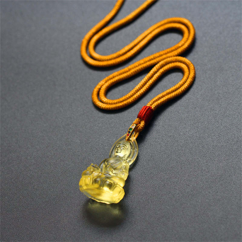 Blue Tathagata mystic zen Medicine mystic zen Liuli Crystal Serenity Amulet Necklace Pendant