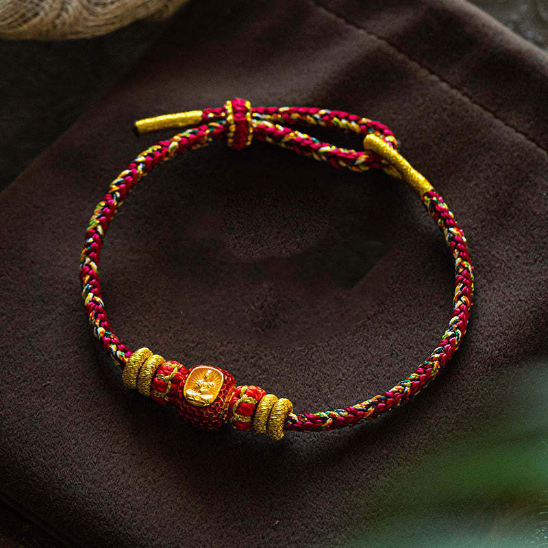 999 Gold Chinese Zodiac Natal mystic zen Year of the Snake Luck Handcrafted Rope Bracelet
