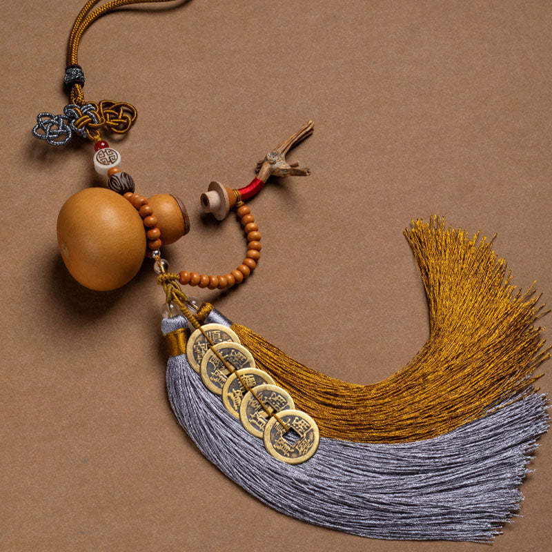 Feng Shui Coins Gourd Chinese Knot Lucky Coins Five Emperor Money Wealth Tassels Decoration