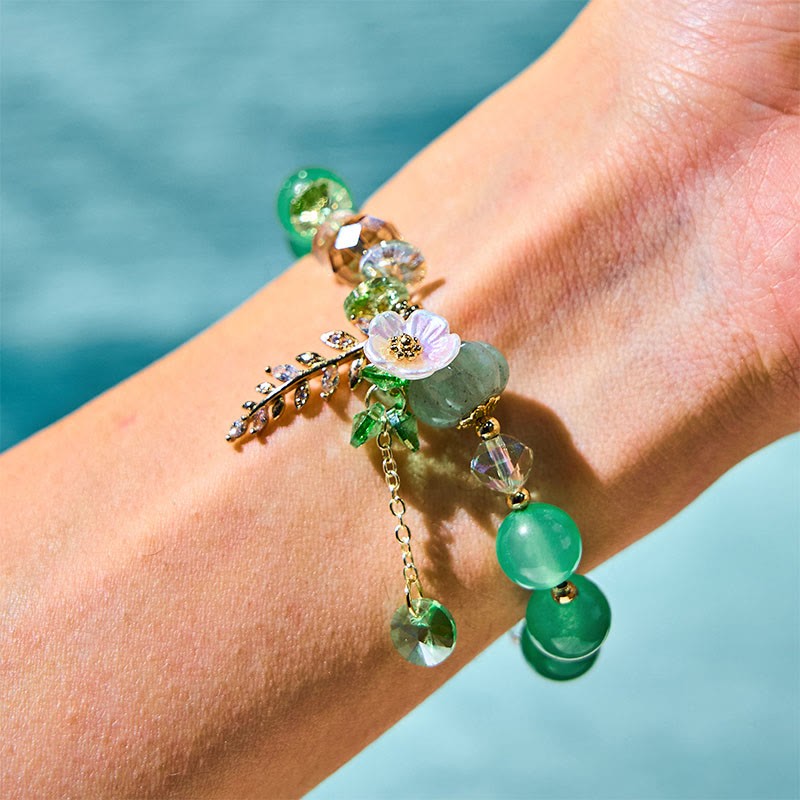 Blue Crystal Amethyst Sun Stone Green Aventurine Healing Bracelet
