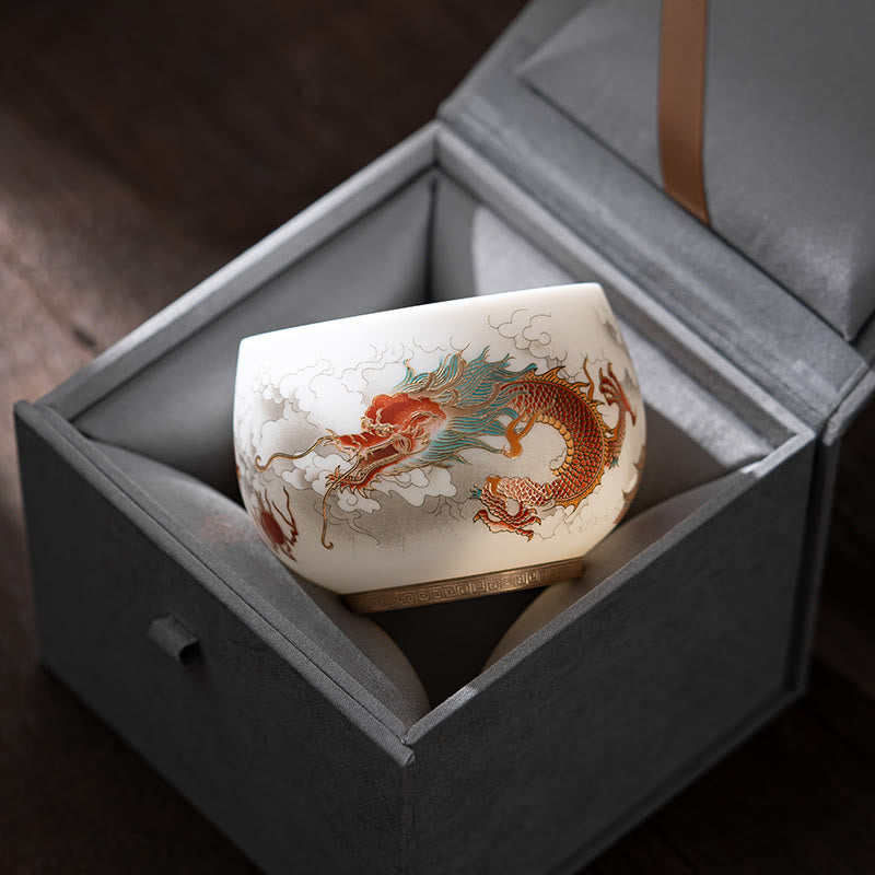 Phoenix Dragon Lotus Deer Ancient Building Koi Fish Ceramic Teacup Kung Fu Tea Cups