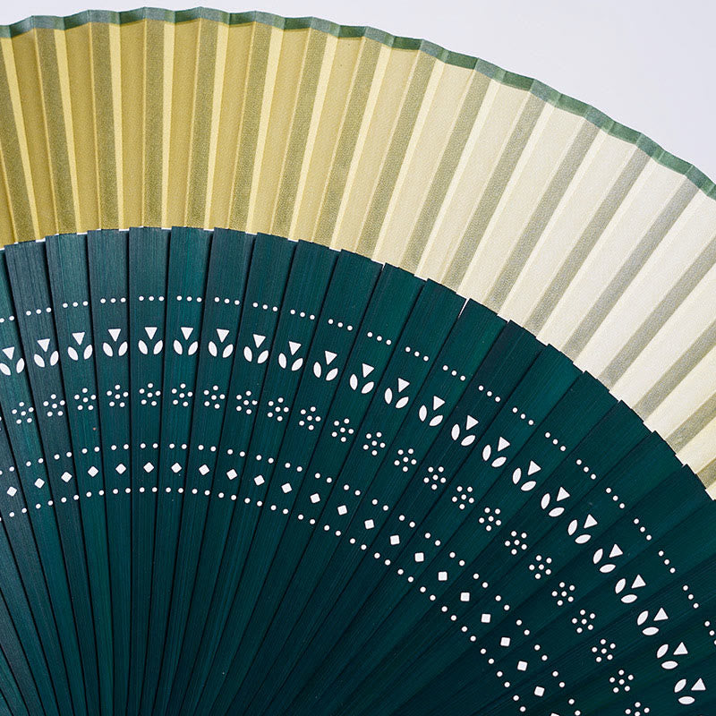 Gradient Color Hollow Engraved Handheld Bamboo Folding Fan